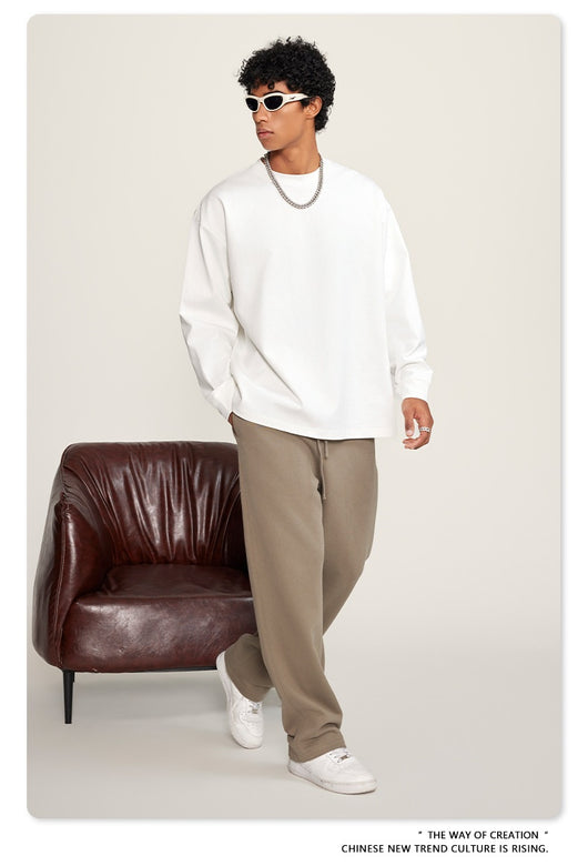 Camiseta Manga Larga Oversize para Hombre - Algodón Puro Otoño Invierno - Image 18