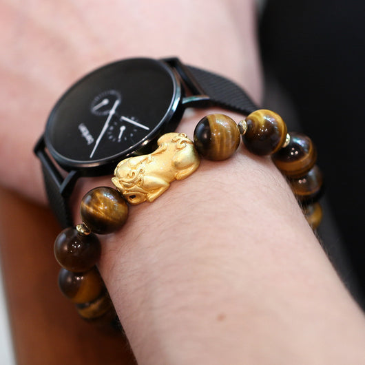 Pulsera de Valor Ojo de Tigre Amarillo 12mm con Aleación - Image 11