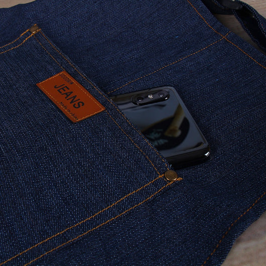 Delantal de Trabajo Denim Desarmable con Bolsillos y Protección Antitinta - Image 4