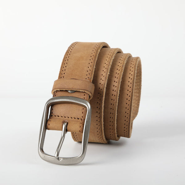 Cinturón de Cuero Vacuno Gastado Estilo Retro para Hombre
