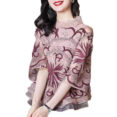 Blusa Estampada de Gasa Verano Diseño Elegante con Cobertura Estratégica para Mujer - Image 11