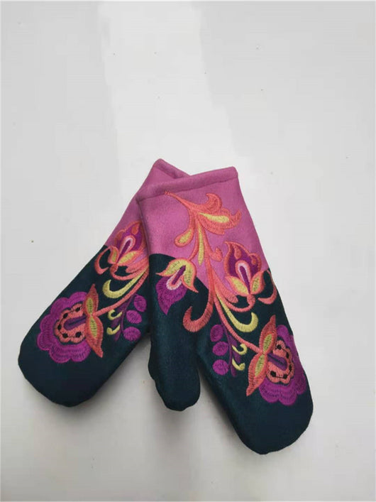 Guantes Invierno Mujer Acolchados con Bordado y Bloques de Color - Image 9