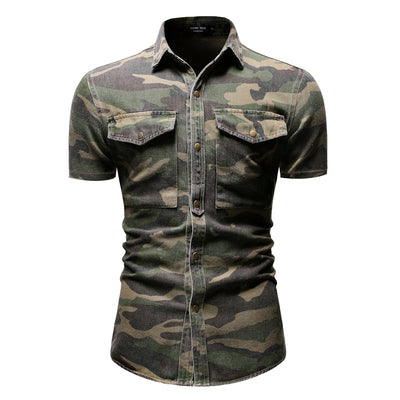 Camisa Camuflaje Slim Fit con Bolsillos - Manga Corta Estilo Coreano - Image 9