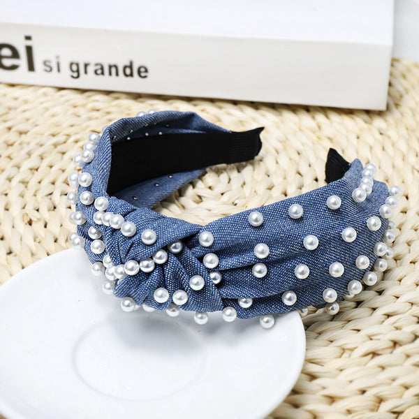 Diadema de Denim con Perlas para Mujer - Image 8