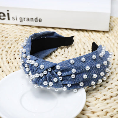 Diadema de Denim con Perlas para Mujer - Image 8