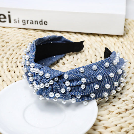 Diadema de Denim con Perlas para Mujer - Image 8