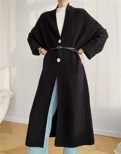 Cardigan Tipo Temperamento Largo Mujer Otoño Invierno - Image 3