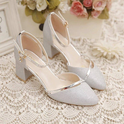 Zapatos de Novia con Lentejuelas y Tacón Grueso Ajustable - Image 3