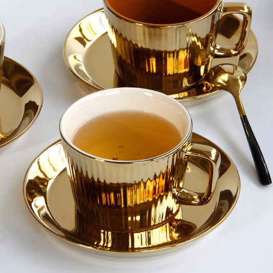 Juego de Taza de Café de Cerámica Esmaltada con Platillo