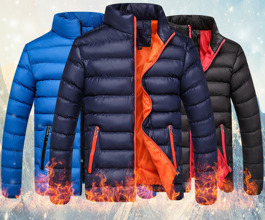 Abrigo de invierno acolchado con cuello de pie para hombre - Image 8