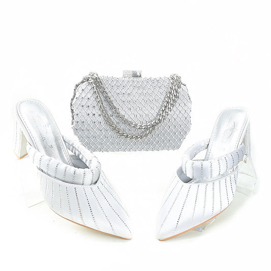Zapatos de Tacón Verde Grueso 8CM Punta Afilada - Bolso Multiuso Elegante para Diario, Fiesta y Cena - Image 2