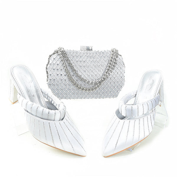 Zapatos de Tacón Verde Grueso 8CM Punta Afilada - Bolso Multiuso Elegante para Diario, Fiesta y Cena