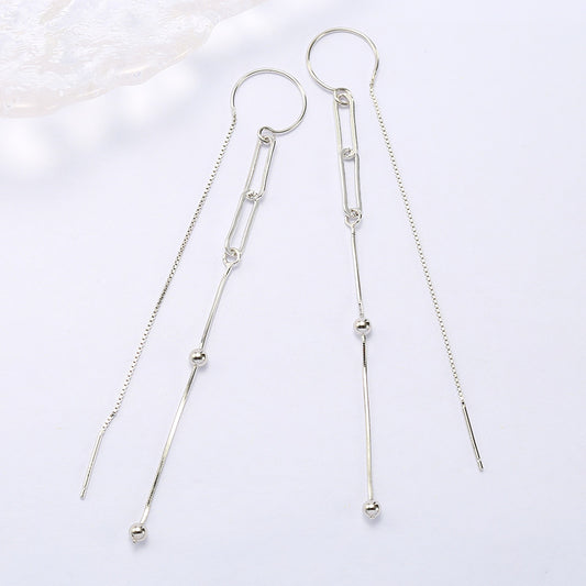 Aretes de Plata Esterlina S925 con Cadena Original - Image 2