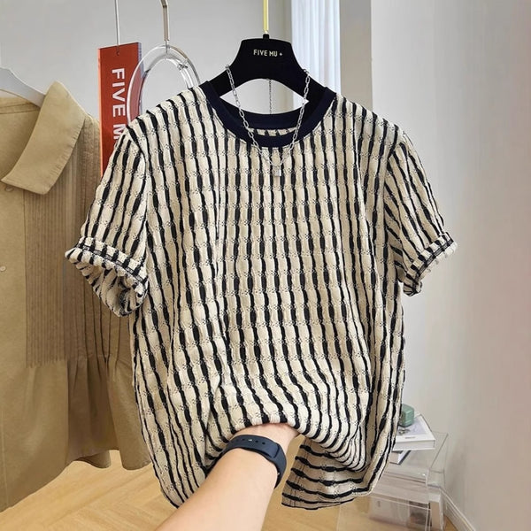 Playera Holgada de Rayas para Hombre - Comodidad Casual
