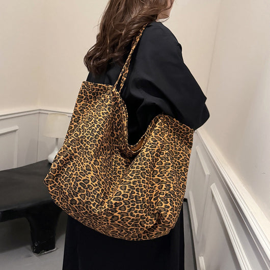 Bolso Retro de Hombro Estampado Leopardo con Textura Casual - Image 14
