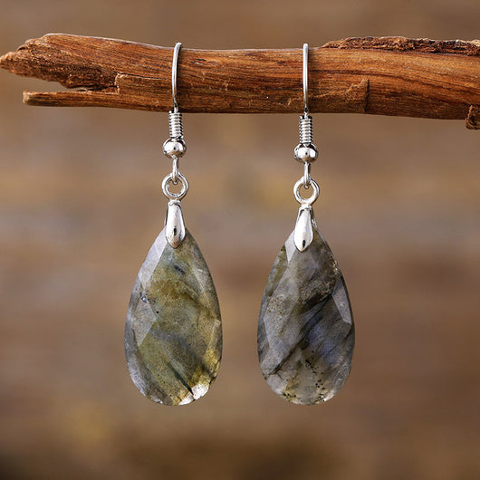 Aretes de Piedra Natural Diseñador Gota de Agua Lujo Minimalista - Image 7