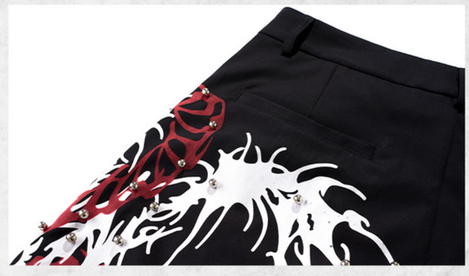 Pantalón Negro Elegante con Diseño de Espina Dorsal Remachado - Image 10