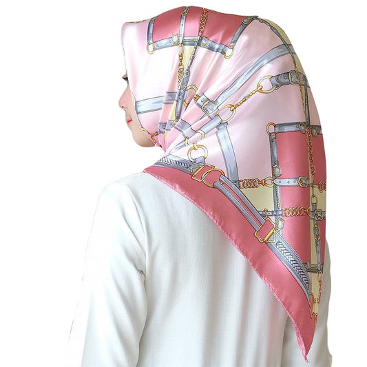 Pañuelo Cuadrado Grande de Seda Simulada - Accesorio Versátil para Mujer - Image 2