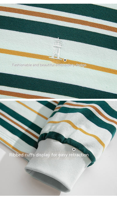 Camiseta Suelta de Rayas Manga Larga para Hombre - Estilo Casual - Image 15