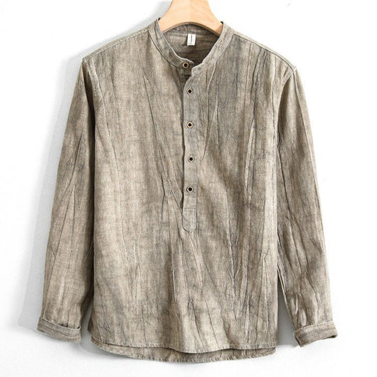 Camisa Holgada de Algodón y Lino Estilo Japonés para Hombre - Image 2