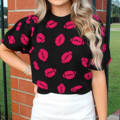 Blusa Tejida Estampada de Manga Corta para Mujer - Image 10