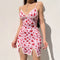Vestido Suspenso con Estampado de Corazón Durazno Rejuvenecedor