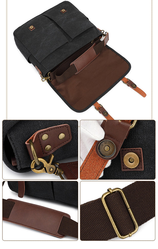 Bolsa de Lona Retro para Hombre - Bandolera de Estilo Vintage - Image 14