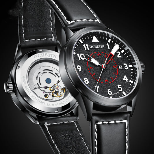 Reloj Automático de Hombre con Correa de Cuero, Resistente al Agua y Esfera Luminosa - Image 2