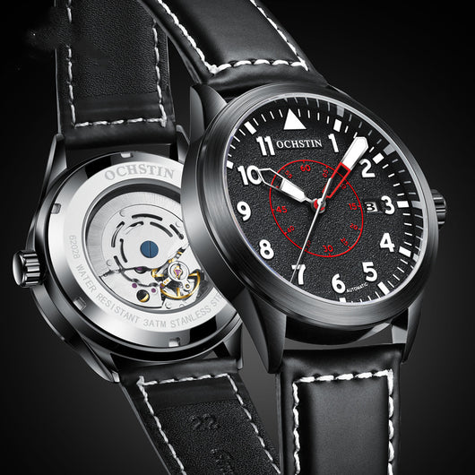 Reloj Automático de Hombre con Correa de Cuero, Resistente al Agua y Esfera Luminosa - Image 2