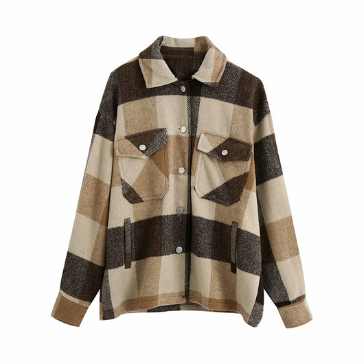 Chaqueta Camisa Cuadros para Mujer - Casual y Versátil - Image 8
