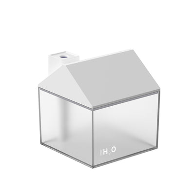Two house-shaped USB humidifiers, one dark gray and one pink, with clear bases showing H₂O text. - Image 11