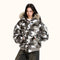 Chaqueta Acolchada de Algodón con Cuello de Pelaje y Diseño Camuflaje Retro