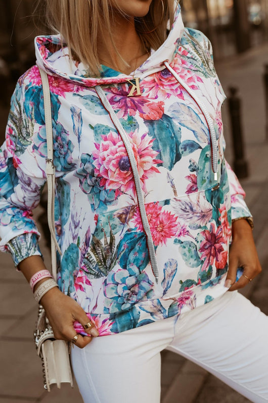 Playera Floral con Capucha y Manga Larga para Mujer - Image 9