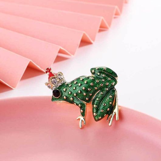 Broche Rana Corona con Diamante y Gota de Aceite - Image 8