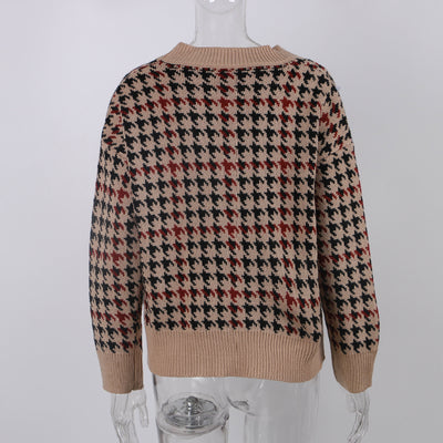 Suéter Suelto Estampado Pata de Gallo para Mujer - Image 12