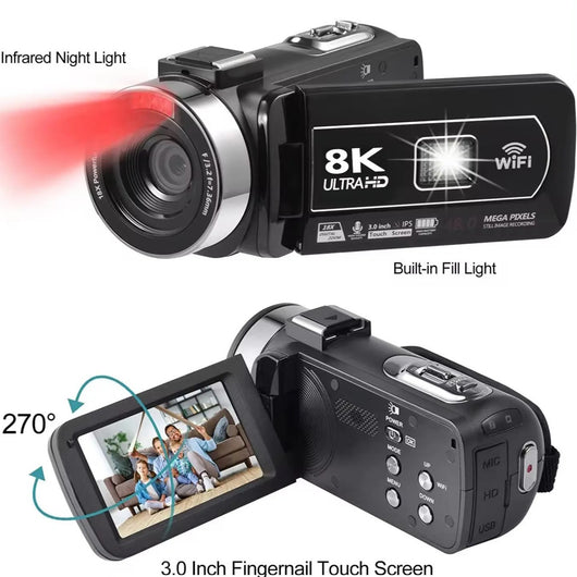 Cámara Digital 8K WiFi con Pantalla Táctil HD - Automática Portátil - Image 3