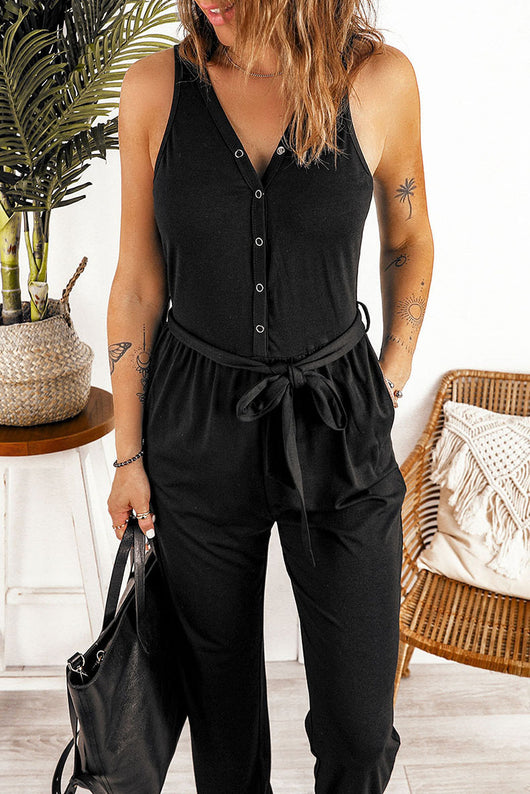 Jumpsuit Mujer Verano Sin Mangas Cuello V con Cintura Ajustable - Image 17