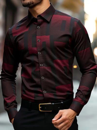 Camisa Manga Larga Slim Fit Impresa en 3D para Hombre - Image 11