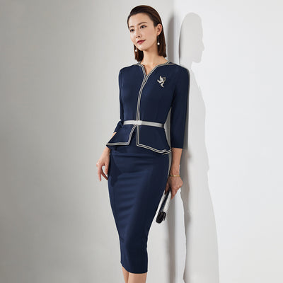 Vestido Reductor Manga Corta New Temperament para Mujer - Image 7