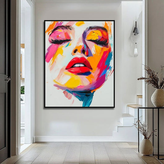 Cuadro Abstracto Moderno Pintura al Óleo Hecha a Mano - Rostro Contemporáneo con Técnica de Espátula - Image 6