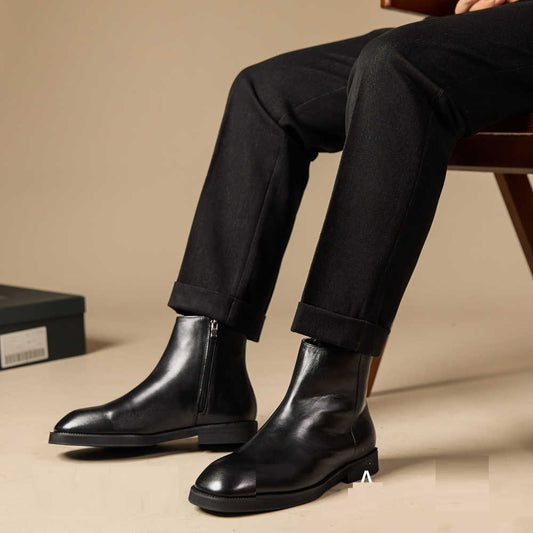 Botas Altas de Cuero para Hombre con Punta Cuadrada