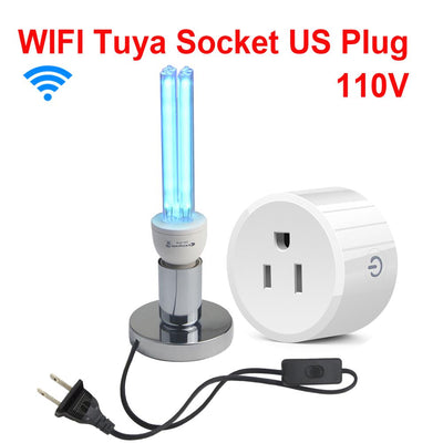 Kingrate 110V germicidal lamp bulb with a standard screw-in base, emitting a blue UV light for sterilization. - Image 9