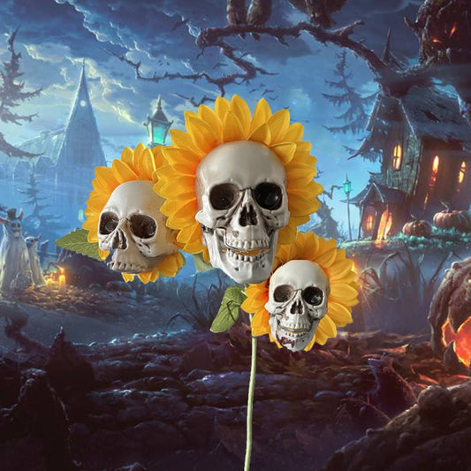 Decoración de Halloween Girasol Calavera - Flor Artificial para Jardín y Hogar - Image 2