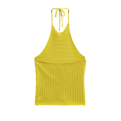 Suéter Tejido Hueco con Escote Halter para Mujer - Image 2