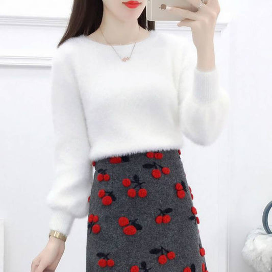 Falda Corta Estilo Occidental Lana Premium con Fragancia Delicada - Conjunto de Dos Piezas