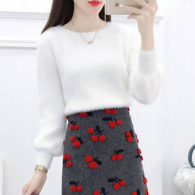 Falda Corta Estilo Occidental Lana Premium con Fragancia Delicada - Conjunto de Dos Piezas