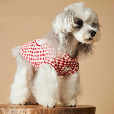 Chaleco Escocés sin Mangas para Perro Maltés y Schnauzer Teddy en Rojo - Image 3