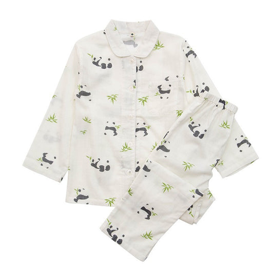 Pink long-sleeved pajama set for children with an all-over cherry print, Peter Pan collar, and matching pants. - Image 8