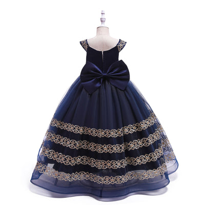 Vestido Princesa Niña Largo Bordado Liso - Image 4