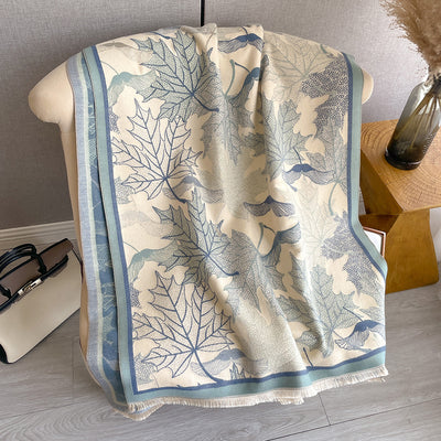 Elegante Pashmina Artificial para Mujer con Estampado de Hojas de Arce - Image 3